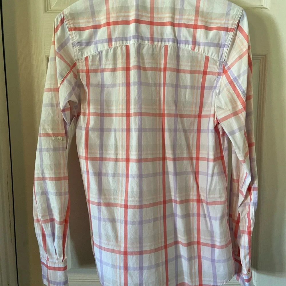 Magellan Outdoors Plaid Button-Down Shirt in Coral and Lavender - Picture 2 of 3